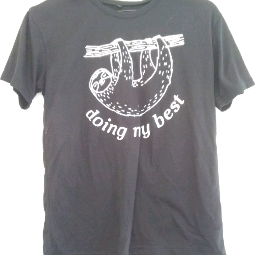 Doing My Best Sloth t-shirt. Size medium. Black